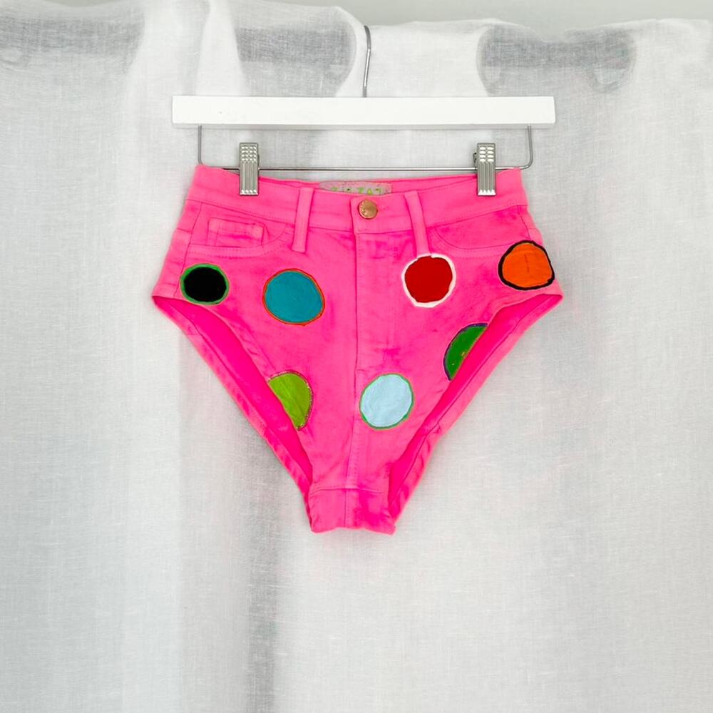 ✧ neon polka dot denim micro shorts ⋆ zig zag goods ✧